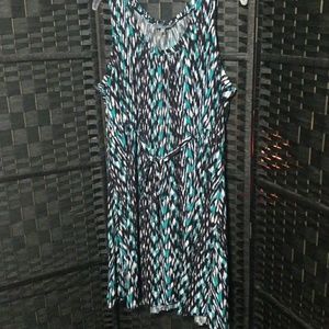 Daisy Fuentes teal and black midi dress XL